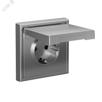 ARTGALLERY розетка с заземл. со шторк. с крышкой, 16А, IP20, механизм, сталь Systeme Electric GAL000946