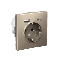 ARTGALLERY розетка 16А с 2 USB A+C, 5В/2.4А/3.0А. 2х5В/1.5А. механизм, шампань Systeme Electric GAL000532