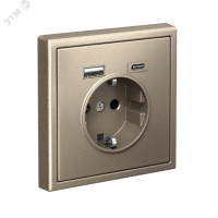 ARTGALLERY розетка 16А с 2 USB A+C, 5В/2.4А/3.0А. 2х5В/1.5А. механизм, шампань Systeme Electric GAL000532
