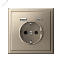ARTGALLERY розетка 16А с 2 USB A+C, 5В/2.4А/3.0А. 2х5В/1.5А. механизм, шампань Systeme Electric GAL000532