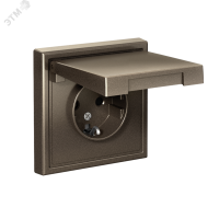 ARTGALLERY розетка с заземл. со шторк. с крышкой, 16А, IP20, механизм, мокко Systeme Electric GAL000646