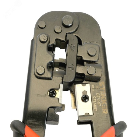 Кримпер для обжима RJ разъемов (RJ-45, RJ-12, RJ-11) черный/красный STEKKER CTLS007 49613