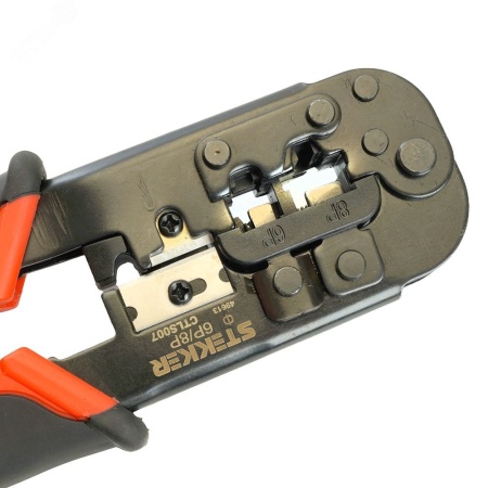 Кримпер для обжима RJ разъемов (RJ-45, RJ-12, RJ-11) черный/красный STEKKER CTLS007 49613