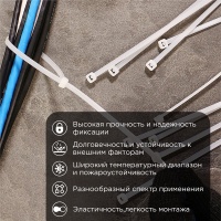 Хомут-стяжка кабельная нейлоновая PROconnect 300х3.6 мм, белая, упаковка 100 шт REXANT 57-0300