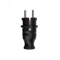 Вилка прямая влагозащищенная, с з, 16 А, IP44 кауч, REXANT 111-001