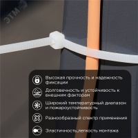 Хомут-стяжка кабельная нейлоновая 250х3.6 мм, белая, упаковка 100 шт, REXANT 07-0250