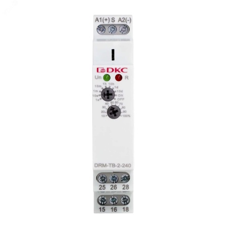DRM-TB-2-240 Реле времени, задеркжка времени, конфигурация контакта 2CO, AC/DC 12-240В DKC 