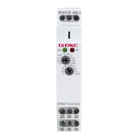 DRM-TA-2-240 Реле времени, задеркжка времени, конфигурация контакта 2CO, AC/DC 12-240В DKC 