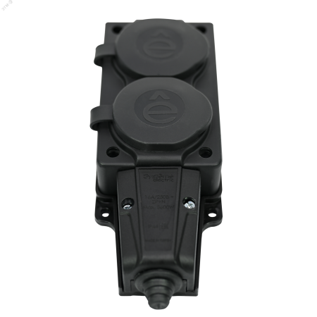 MST4102BK Колодка 2х розетка 2К+З каучуковая 16А/250В IP44 Чёрная MultiSet Systeme Electric 