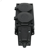 Колодка 2х розетка 2К+З каучуковая 16А/250В IP44 Чёрная MultiSet Systeme Electric MST4102BK