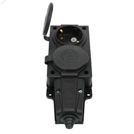 MST4102BK Колодка 2х розетка 2К+З каучуковая 16А/250В IP44 Чёрная MultiSet Systeme Electric 