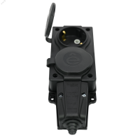 Колодка 2х розетка 2К+З каучуковая 16А/250В IP44 Чёрная MultiSet Systeme Electric MST4102BK