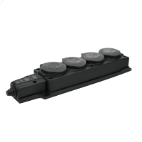 Колодка 4х розетка 2К+З каучуковая 16А/250В IP44 Чёрная MultiSet Systeme Electric MST4104BK