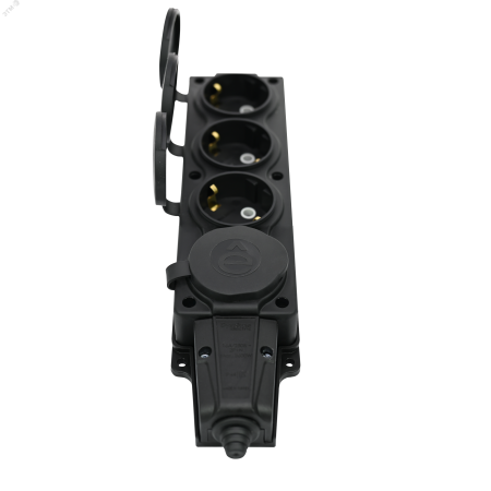 MST4104BK Колодка 4х розетка 2К+З каучуковая 16А/250В IP44 Чёрная MultiSet Systeme Electric 