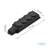 MST4104BK Колодка 4х розетка 2К+З каучуковая 16А/250В IP44 Чёрная MultiSet Systeme Electric 