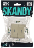 SKANDY Выключатель 2-клавишный проходной с индикацией 10А SK-V10B бежевый IEK SK-V22-1-10-K10
