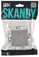 SKANDY Выключатель 2-клавишный 10А SK-V04S серебряный IEK SK-V20-0-10-K23