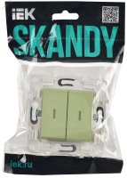 SKANDY Выключатель 2-клавишный с индикацией 10А SK-V09G мятный IEK SK-V20-1-10-K06