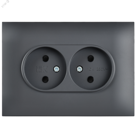 SK-R23-10-K48-F SKANDY Розетка 2-местная без заземления с защитными шторками 10А в сборе SK-R09T титан IEK 