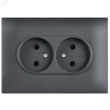 SK-R23-10-K48-F SKANDY Розетка 2-местная без заземления с защитными шторками 10А в сборе SK-R09T титан IEK 