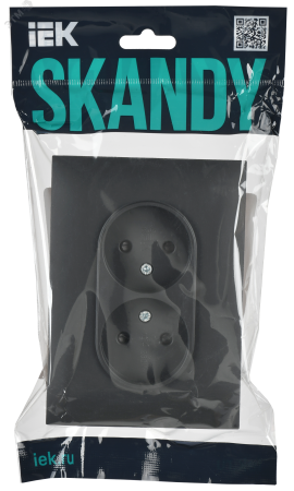 SK-R23-10-K48-F SKANDY Розетка 2-местная без заземления с защитными шторками 10А в сборе SK-R09T титан IEK 
