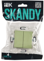 SKANDY Выключатель 2-клавишный проходной 10А SK-V05G мятный IEK SK-V22-0-10-K06