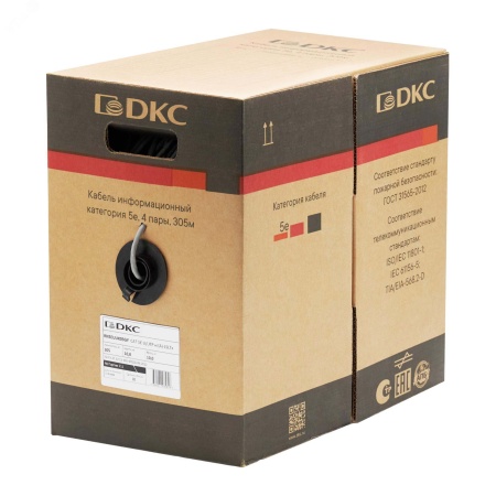 Витая пара U/UTP 4 пары CAT 5E нг(А)-LSLTx серый коробка 305м DKC RN5EUUK03GY
