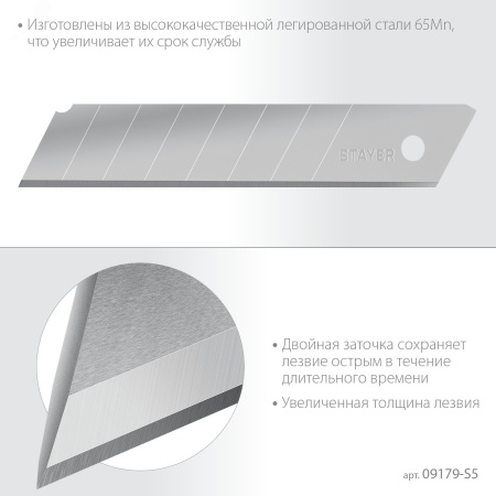 Лезвия для ножа 25 мм STAYER 09179-S5