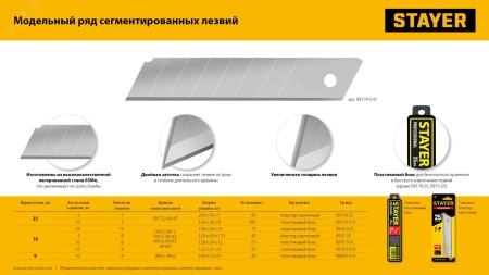 09150-S10 Лезвия для ножа 18 мм (10шт) STAYER 
