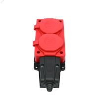 MultiSet Колодка 2х розетка 2К+З каучуковая 16А/250В IP44 Красная Systeme Electric MST4122RD
