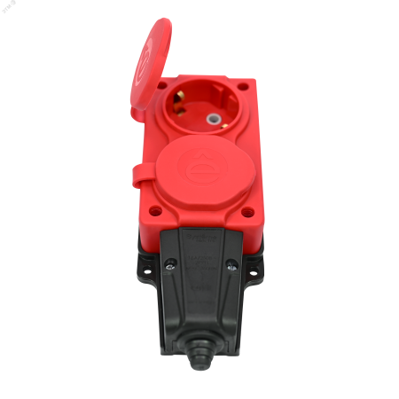 MST4122RD MultiSet Колодка 2х розетка 2К+З каучуковая 16А/250В IP44 Красная Systeme Electric 