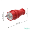 MST4401RD MultiSet Вилка 2К+З прямая каучуковая 16А/250В IP44 Красная Systeme Electric 
