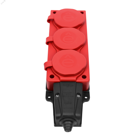 MST4123RD MultiSet Колодка 3х розетка 2К+З каучуковая 16А/250В IP44 Красная Systeme Electric 