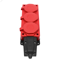 MultiSet Колодка 3х розетка 2К+З каучуковая 16А/250В IP44 Красная Systeme Electric MST4123RD