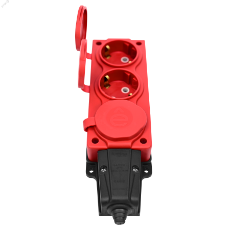 MST4123RD MultiSet Колодка 3х розетка 2К+З каучуковая 16А/250В IP44 Красная Systeme Electric 