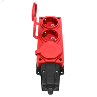 MultiSet Колодка 3х розетка 2К+З каучуковая 16А/250В IP44 Красная Systeme Electric MST4123RD