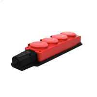 MultiSet Колодка 4х розетка 2К+З каучуковая 16А/250В IP44 Красная Systeme Electric MST4124RD