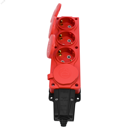 MultiSet Колодка 4х розетка 2К+З каучуковая 16А/250В IP44 Красная Systeme Electric MST4124RD