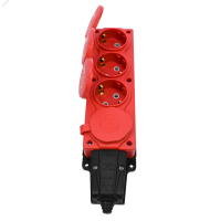 MultiSet Колодка 4х розетка 2К+З каучуковая 16А/250В IP44 Красная Systeme Electric MST4124RD