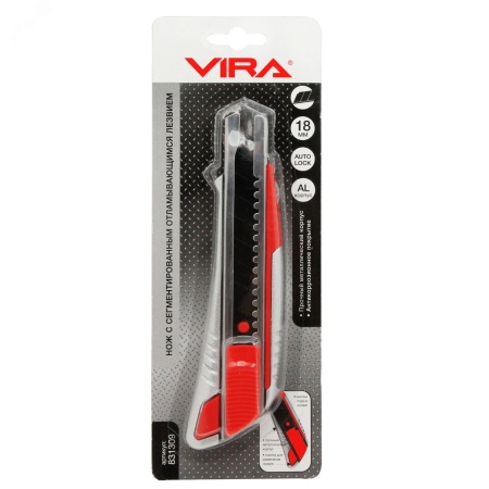 831309 Нож с сегментированным лезвием металлический Auto lock 18 мм Vira 