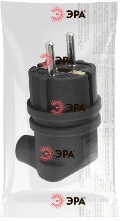 Вилка каучуковая с/з 90град с кольцом 16A IP44 черная V9-B-IP44 ЭРА Б0044542