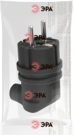 Вилка каучуковая с/з 90град с кольцом 16A IP44 черная V9-B-IP44 ЭРА Б0044542