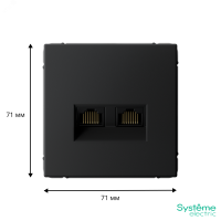 ARTGALLERY РОЗЕТКА двойная компьютерная RJ45+RJ45, кат. 5е, механизм, КАРБОН Systeme Electric GAL001085