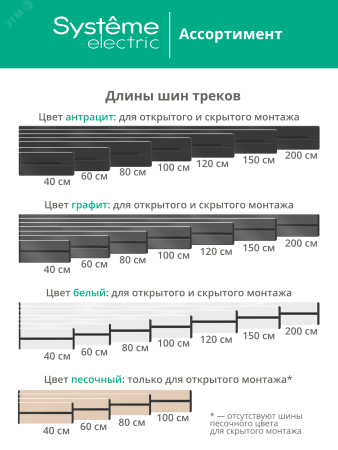 MultiTrack Шина открытой установки трековой системы 40 см Графит Systeme Electric MTK10004G