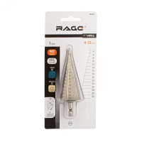 Сверло ступенчатое Р6М5 с шестигранным хвостовиком 4-32 мм Rage 554002