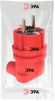 Вилка каучуковая с/з 90град с кольцом 16A IP44 красная V9-RED-IP44 ЭРА Б0044549